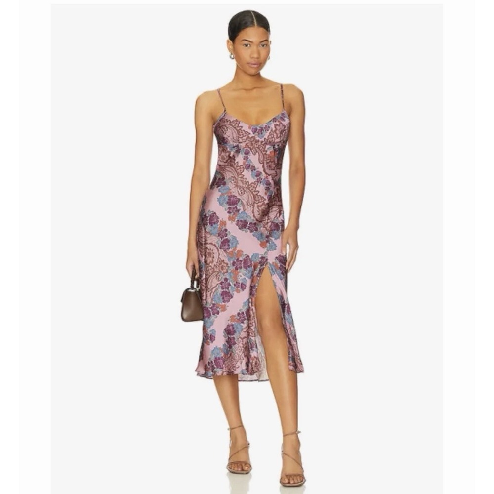 Free‎ People Intimately Free People Printed Right This Way Satin Dress Medium